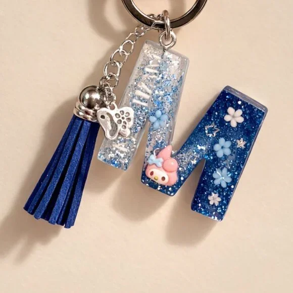 Custom Glitter Initial or Number Keychain – Multiple Colors (Sample) - Picture 3 of 6